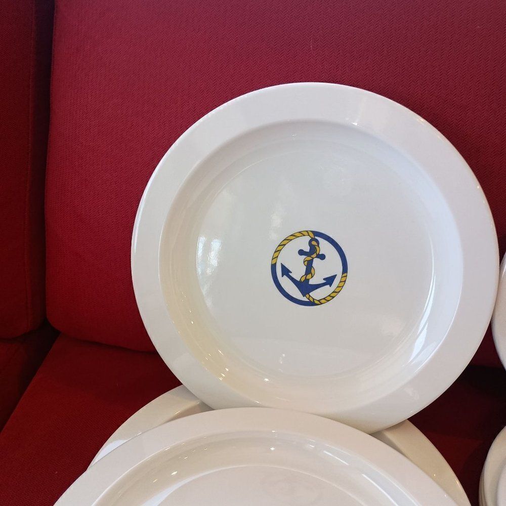 Set of Guzzini Italy Anchor Plates Melamine Dinner Salad Plates Set of 11 - Picture 5 of 11